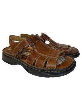 Born Sandals Womens 6 Brown Leather Comfort Fisherman Hook And Loop Open Toe